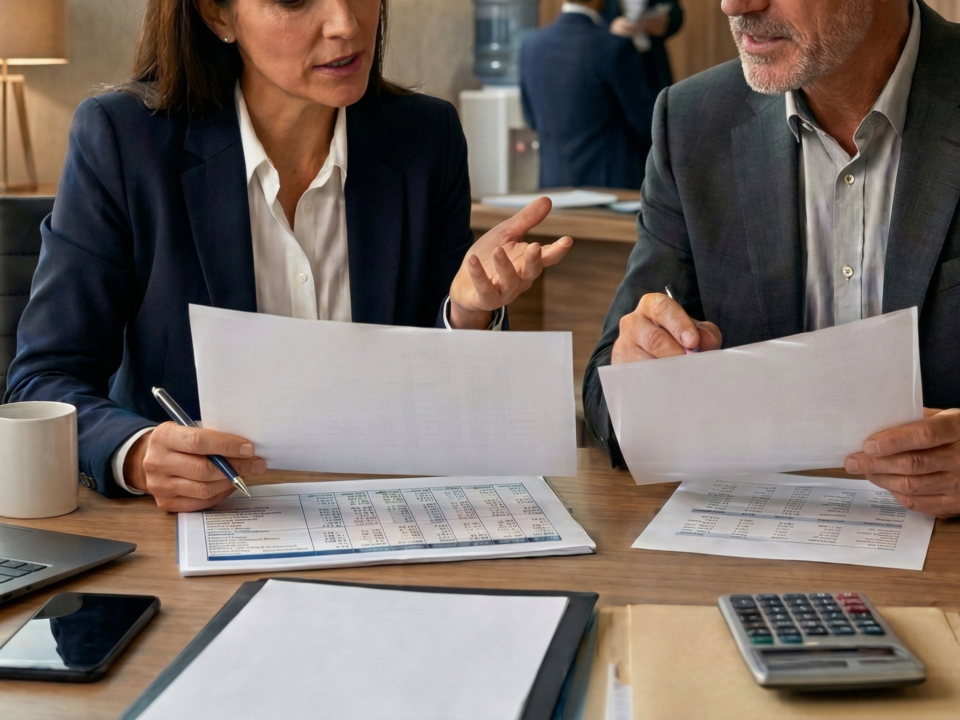 Dos personas revisando papeles